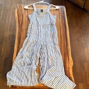 Forever 21 Kids Blue and White Striped linen Jumpsuit